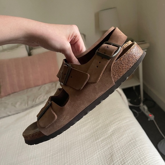 Birkenstock Milano Leather Sandals Sz 43 brown leather strap on sandals - Picture 10 of 12